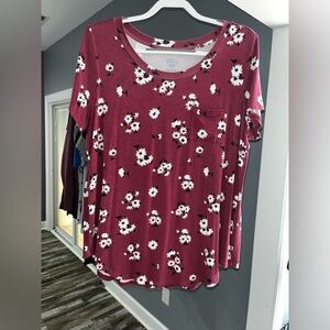 Pink Market & Spruce floral short sleeve shirt 1X